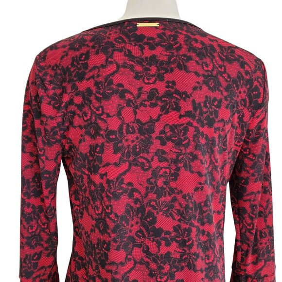 MICHAEL by Michael Kors Lace Print Bell-Sleeve Dress Dark Romantic Size S - Picture 6 of 15